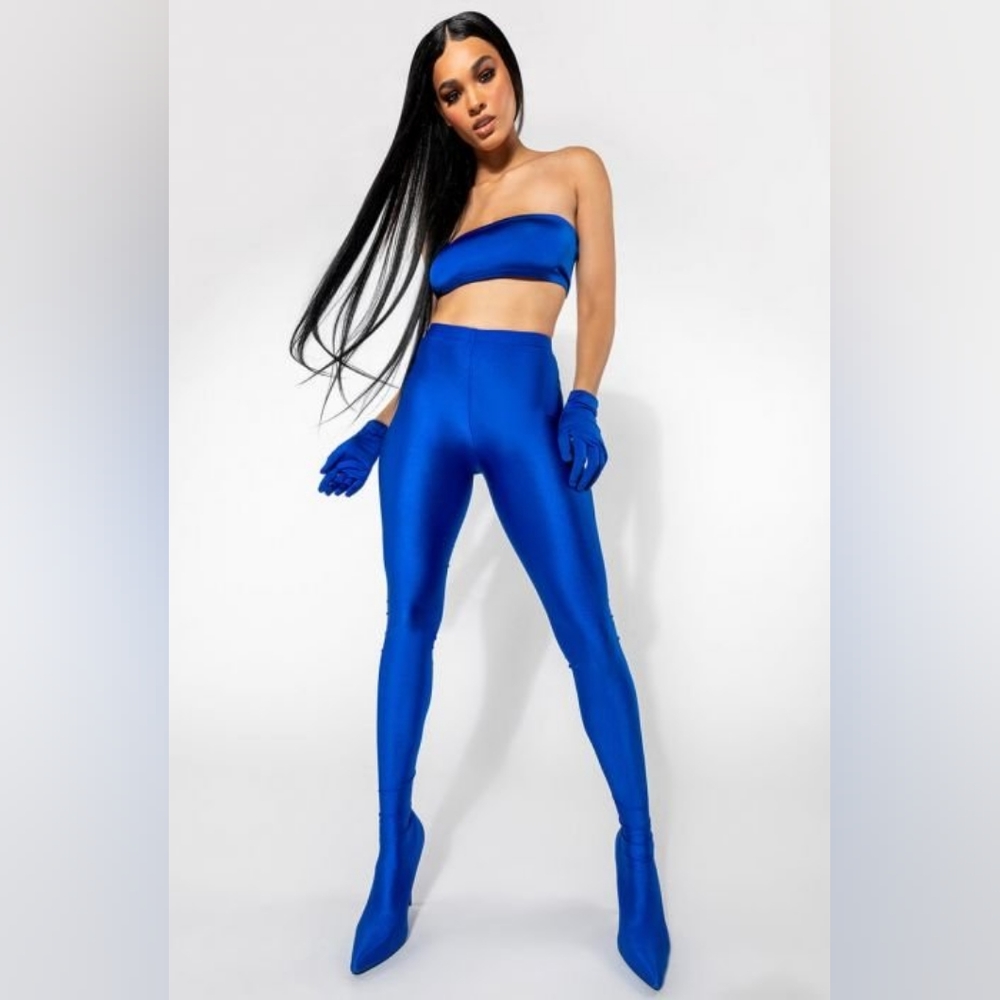 AZALEA WANG STAR STRETCH STILETTO PANT BOOT IN BLUE